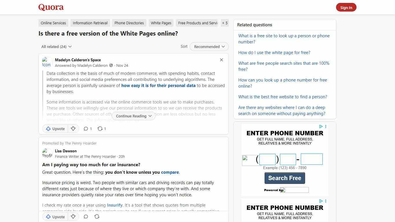 Is there a free version of the White Pages online? - Quora